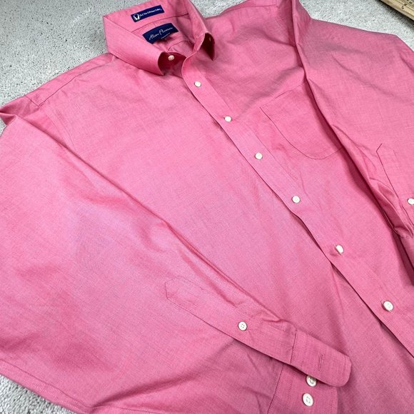 Alan Flusser Long Sleeve Button Front Shirt‎ Size 17.5 XL Strawberry Color - Picture 2 of 6